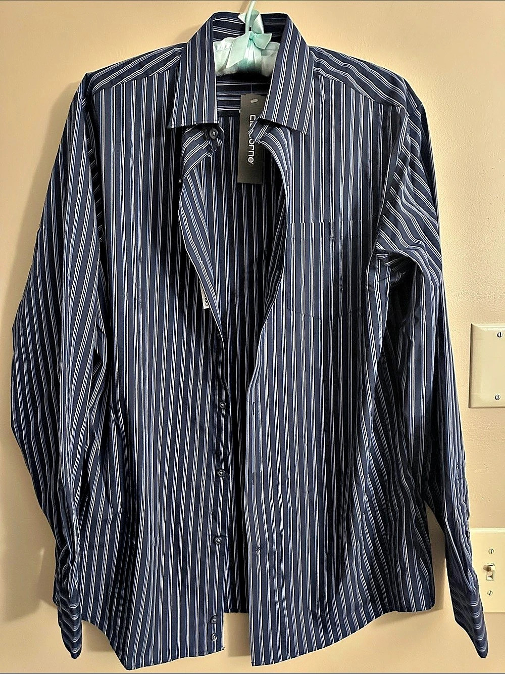 Claiborne Striped Button Down Shirt in Blue & White